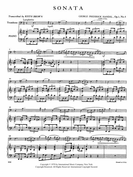 Sonata in A minor, Opus 1, No. 4 韓德爾 奏鳴曲 小調作品 長號 (含鋼琴伴奏) 國際版 | 小雅音樂 Hsiaoya Music