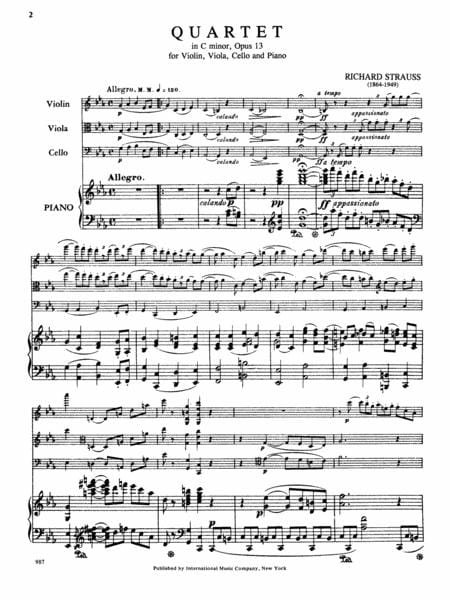 Quartet in C minor, Opus 13 史特勞斯理查 四重奏 小調作品 | 小雅音樂 Hsiaoya Music