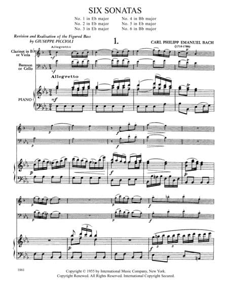 Six Sonatas for Clarinet, Bassoon & Piano or Viola, Cello & Piano 巴赫卡爾‧菲利普‧艾曼紐 奏鳴曲 鋼琴中提琴鋼琴 | 小雅音樂 Hsiaoya Music