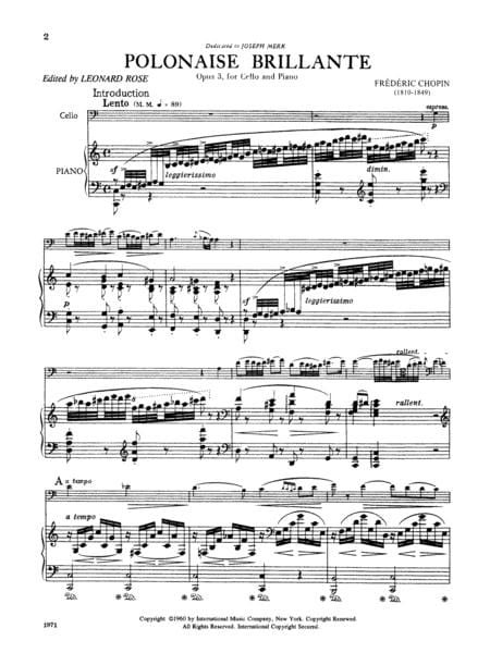 Polonaise Brillante, Op. 3 蕭邦 波蘭舞曲 大提琴 (含鋼琴伴奏) 國際版 | 小雅音樂 Hsiaoya Music
