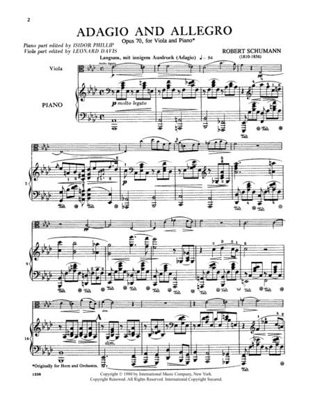Adagio & Allegro, Opus 70 舒曼羅伯特 慢板作品 中提琴 (含鋼琴伴奏) 國際版 | 小雅音樂 Hsiaoya Music
