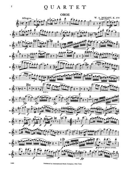 Quartet in F Major, K. 370 (K6. 386b) for Oboe, Violin, Viola & Cello 莫札特 四重奏 大調 雙簧管小提琴大提琴 | 小雅音樂 Hsiaoya Music