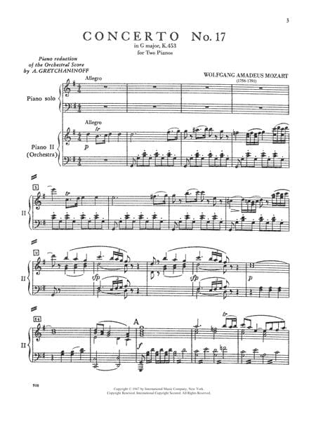 Concerto No. 17 in G Major, K. 453 with Cadenzas by Mozart & Dohnanyi 協奏曲 大調 裝飾樂段 雙鋼琴 國際版 | 小雅音樂 Hsiaoya Music