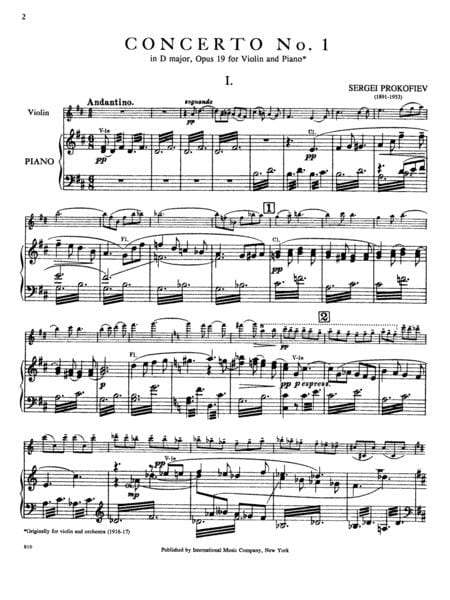 Concerto No. 1 in D major, Op. 19 普羅科菲夫 協奏曲 大調 小提琴 (含鋼琴伴奏) 國際版 | 小雅音樂 Hsiaoya Music