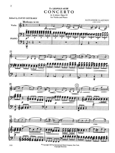 Concerto in A minor, Op. 82 葛拉祖諾夫 協奏曲 小調 小提琴 (含鋼琴伴奏) 國際版 | 小雅音樂 Hsiaoya Music