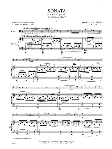 Sonata in A minor, Opus 105 舒曼羅伯特 奏鳴曲 小調作品 大提琴 (含鋼琴伴奏) 國際版 | 小雅音樂 Hsiaoya Music