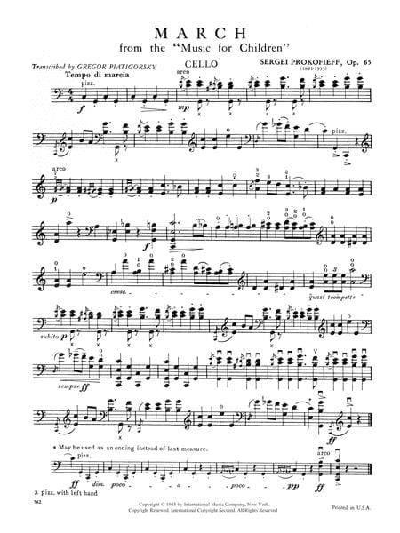 March, Opus 65 普羅科菲夫 進行曲作品 大提琴獨奏 國際版 | 小雅音樂 Hsiaoya Music