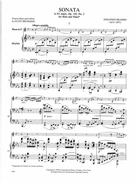 Sonata in E-flat Major, Opus 120 布拉姆斯 奏鳴曲 大調作品 法國號 (含鋼琴伴奏) 國際版 | 小雅音樂 Hsiaoya Music