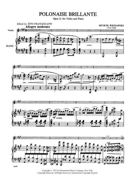 Polonaise Brillante in A major, Op. 21 波蘭舞曲 大調 小提琴 (含鋼琴伴奏) 國際版 | 小雅音樂 Hsiaoya Music