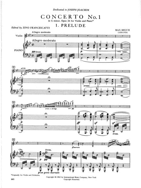 Concerto No. 1 in G minor, Opus 26 協奏曲 小調作品 小提琴 (含鋼琴伴奏) 國際版 | 小雅音樂 Hsiaoya Music