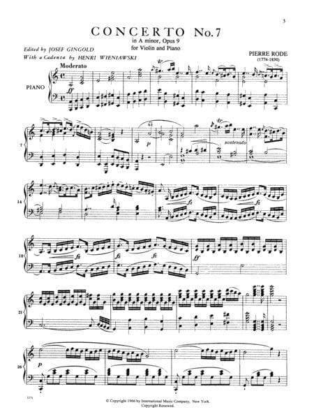 Concerto No. 7 in A minor, Op. 9 (with cadenzas by WIENIAWSKI) 協奏曲 小調 裝飾樂段 小提琴 (含鋼琴伴奏) 國際版 | 小雅音樂 Hsiaoya Music