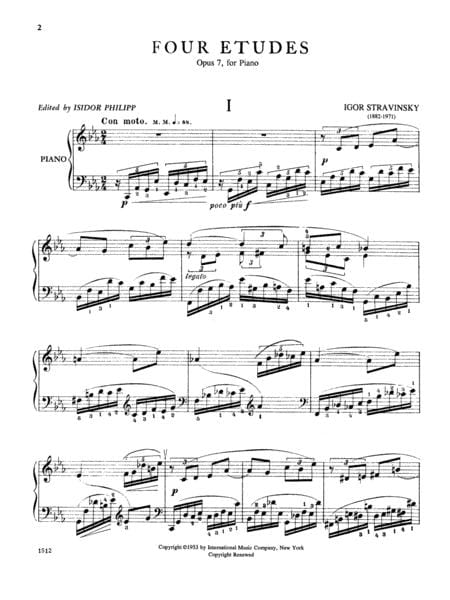 Four Etudes, Opus 7 斯特拉溫斯基伊果 練習曲作品 鋼琴獨奏 國際版 | 小雅音樂 Hsiaoya Music