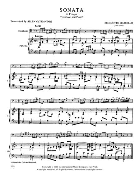 Sonata in F Major 馬爾切羅貝內代托 奏鳴曲 大調 長號 (含鋼琴伴奏) 國際版 | 小雅音樂 Hsiaoya Music