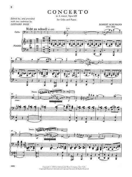 Concerto in A minor, Opus 129 (with two cadenzas) 舒曼羅伯特 協奏曲 小調作品 裝飾樂段 大提琴 (含鋼琴伴奏) 國際版 | 小雅音樂 Hsiaoya Music