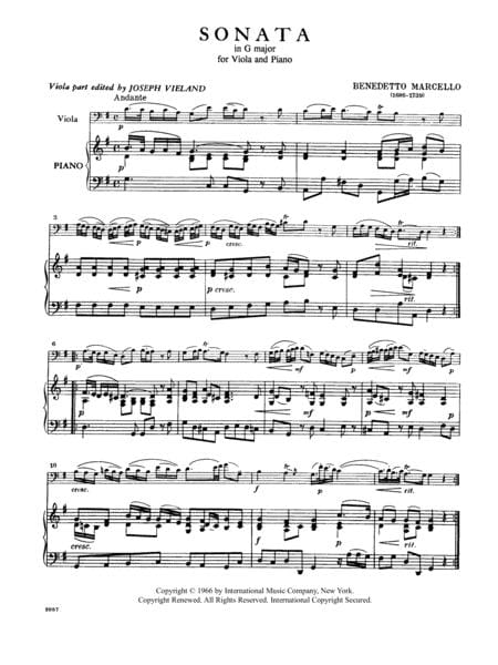 Two Sonatas (G Major & C Major) 馬爾切羅貝內代托 奏鳴曲大調大調 中提琴 (含鋼琴伴奏) 國際版 | 小雅音樂 Hsiaoya Music