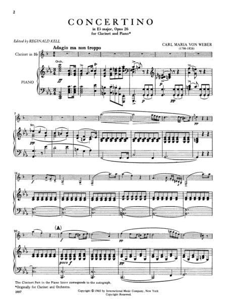 Concertino in E-flat Major, Opus 26 韋伯卡爾 小協奏曲 大調作品 豎笛 (含鋼琴伴奏) 國際版 | 小雅音樂 Hsiaoya Music