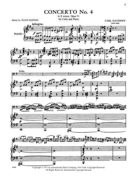 Concerto No. 4 in E minor, Opus 31 協奏曲 小調作品 大提琴 (含鋼琴伴奏) 國際版 | 小雅音樂 Hsiaoya Music