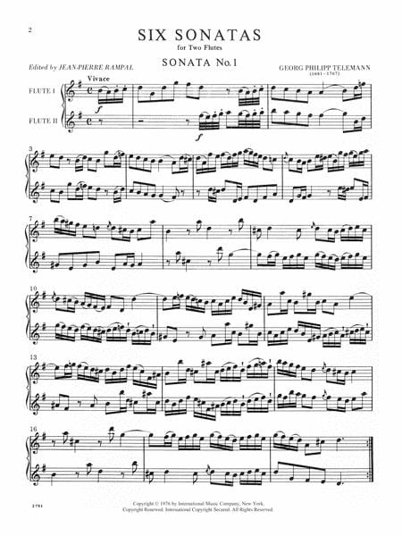 Six Sonatas, Series I: Volume I 泰勒曼 奏鳴曲 雙長笛 國際版 | 小雅音樂 Hsiaoya Music