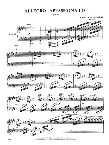 Allegro Appassionato, Opus 70 聖桑斯 熱情快版 作品 鋼琴獨奏 國際版 | 小雅音樂 Hsiaoya Music