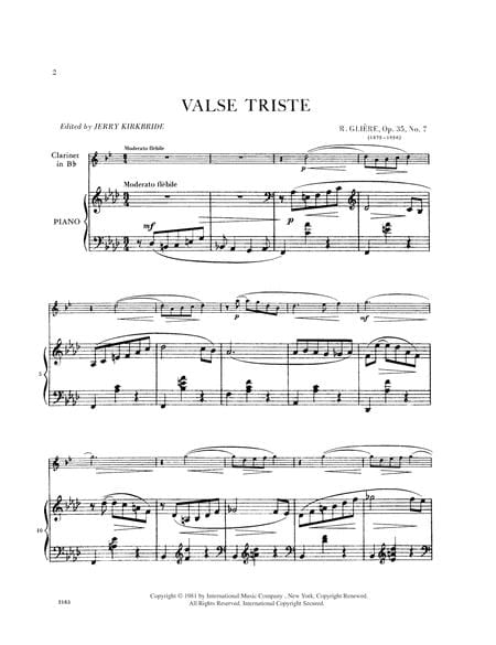 Valse Triste, Opus 35, No. 7 悲傷圓舞曲作品 豎笛 (含鋼琴伴奏) 國際版 | 小雅音樂 Hsiaoya Music