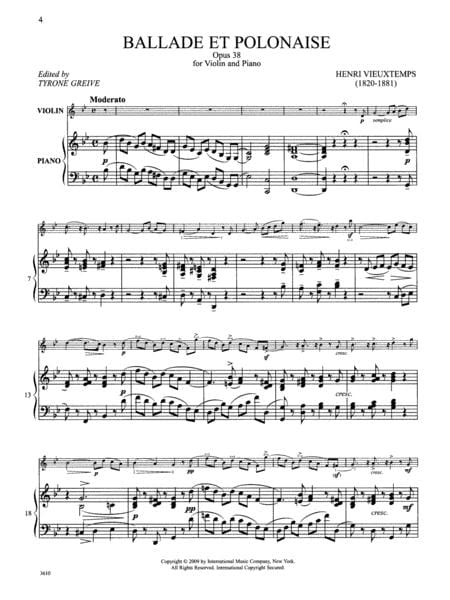 Ballade et Polonaise, Opus 38 維歐當 敘事曲波蘭舞曲作品 小提琴 (含鋼琴伴奏) 國際版 | 小雅音樂 Hsiaoya Music