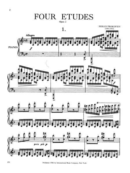 Four Etudes, Opus 2 普羅科菲夫 練習曲作品 鋼琴獨奏 國際版 | 小雅音樂 Hsiaoya Music
