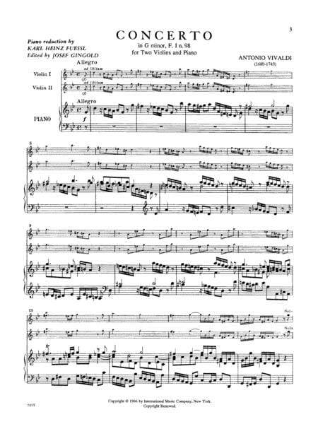 Concerto in G minor, RV 517 韋瓦第 協奏曲 小調 小提琴 (2把以上含鋼琴伴奏) 國際版 | 小雅音樂 Hsiaoya Music