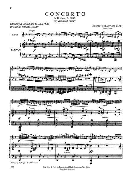 Concerto in D minor, S. 1052 巴赫約翰瑟巴斯提安 協奏曲 小調 小提琴 (含鋼琴伴奏) 國際版 | 小雅音樂 Hsiaoya Music