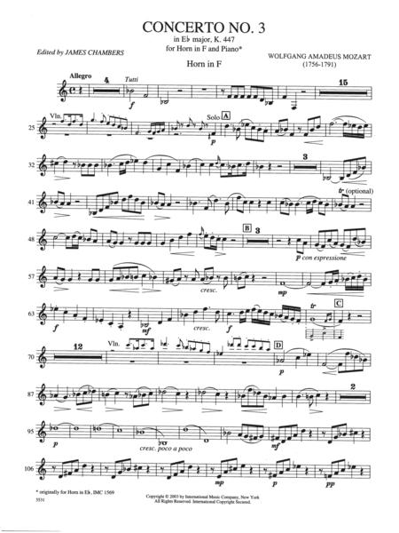 F Horn part only to the Concerto No. 3 in Eb Major, K.447 for Horn and Piano (to replace the solo Horn in Eb part) 莫札特 法國號 協奏曲 大調 法國號鋼琴 法國號 法國號 (含鋼琴伴奏) 國際版 | 小雅音樂 Hsiaoya Music