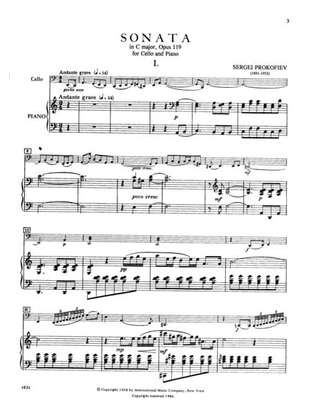 Sonata, Op. 119 普羅科菲夫 奏鳴曲 大提琴 (含鋼琴伴奏) 國際版 | 小雅音樂 Hsiaoya Music