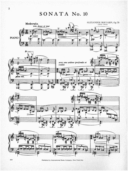 Sonata No. 10 in C Major, Opus 70 斯克里亞賓 奏鳴曲 大調作品 鋼琴獨奏 國際版 | 小雅音樂 Hsiaoya Music