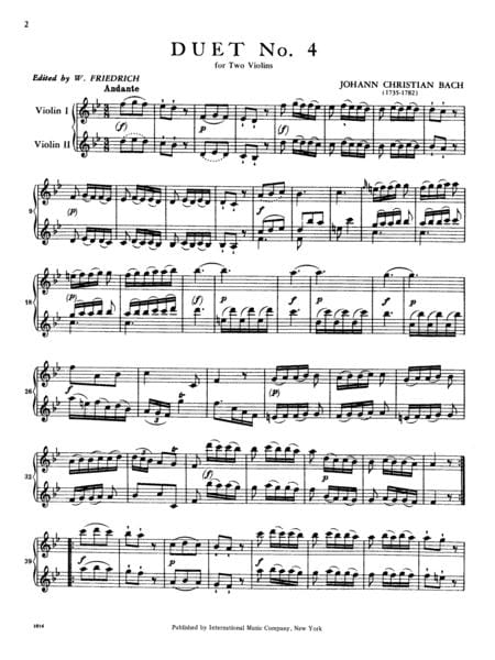 Six Duets: Volume II 巴赫約翰克里斯提安 二重奏 雙小提琴 國際版 | 小雅音樂 Hsiaoya Music