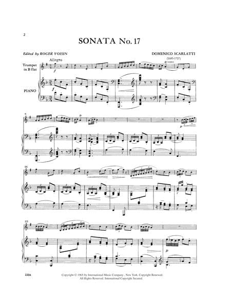 Sonata No. 17 in F Major 斯卡拉第多梅尼科 奏鳴曲 大調 小號 (含鋼琴伴奏) 國際版 | 小雅音樂 Hsiaoya Music
