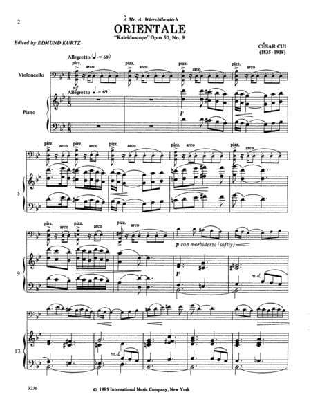 Orientale (Kaleidoscope - Opus 50, No. 9) 作品 大提琴 (含鋼琴伴奏) 國際版 | 小雅音樂 Hsiaoya Music