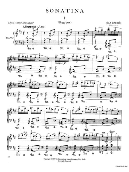 Sonatina 巴爾托克 小奏鳴曲 鋼琴獨奏 國際版 | 小雅音樂 Hsiaoya Music