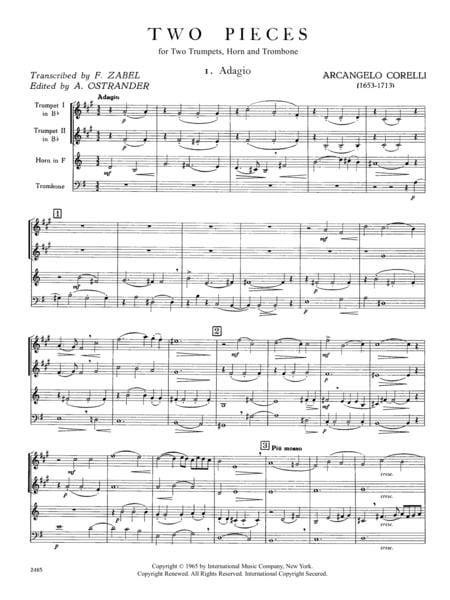 Two Pieces: Adagio & Pastorale for Horn, 2 Trumpets & Trombone 柯雷里阿爾坎傑羅 小品田園交響曲法國號小號長號 | 小雅音樂 Hsiaoya Music