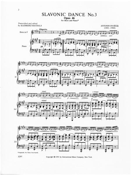 Slavonic Dance No. 3, Opus 46 德弗札克 斯拉夫舞曲 作品 法國號 (含鋼琴伴奏) 國際版 | 小雅音樂 Hsiaoya Music