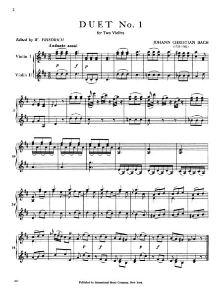 Six Duets: Volume I 巴赫約翰克里斯提安 二重奏 雙小提琴 國際版 | 小雅音樂 Hsiaoya Music