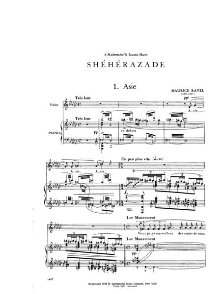 Sheherazade. A Cycle of Three Songs (F. & E.) 拉威爾摩利斯 天方夜譚 歌 | 小雅音樂 Hsiaoya Music