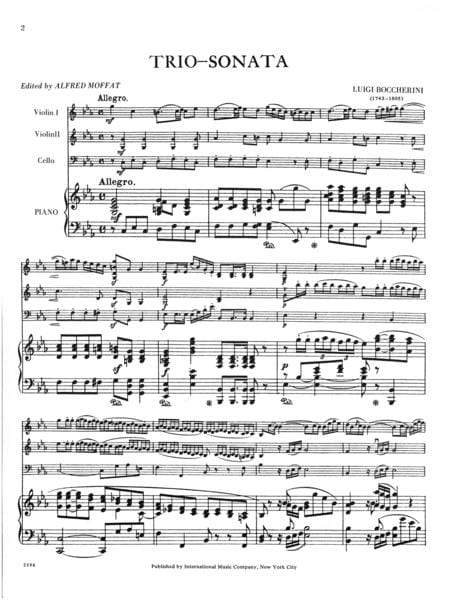 Trio Sonata in C minor (with Cello ad lib.) 玻凱利尼 三重奏鳴曲 小調大提琴 小提琴 (2把以上含鋼琴伴奏) 國際版 | 小雅音樂 Hsiaoya Music