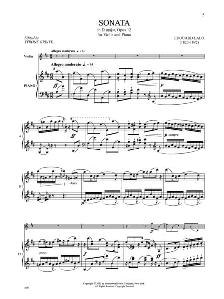 Sonata in D Major, Opus 12 拉羅 奏鳴曲 大調作品 小提琴 (含鋼琴伴奏) 國際版 | 小雅音樂 Hsiaoya Music