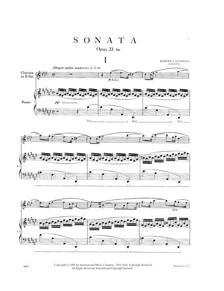Sonata, Opus 23 bis 卡薩德旭羅伯 奏鳴曲作品 豎笛 (含鋼琴伴奏) 國際版 | 小雅音樂 Hsiaoya Music