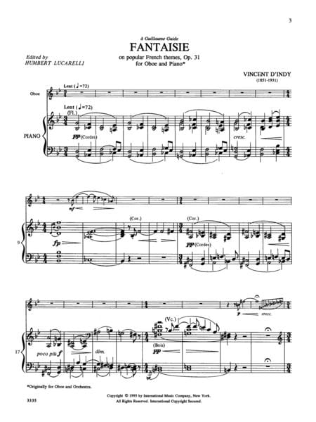 Fantasie, Opus 31 丹第 幻想曲作品 雙簧管 (含鋼琴伴奏) 國際版 | 小雅音樂 Hsiaoya Music