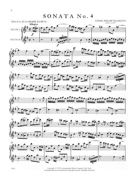 Six Sonatas, Series I: Volume II 泰勒曼 奏鳴曲 雙長笛 國際版 | 小雅音樂 Hsiaoya Music
