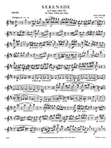 Serenade, Opus 77a for Flute, Violin & Viola 雷格馬克斯 小夜曲作品 長笛小提琴中提琴 | 小雅音樂 Hsiaoya Music