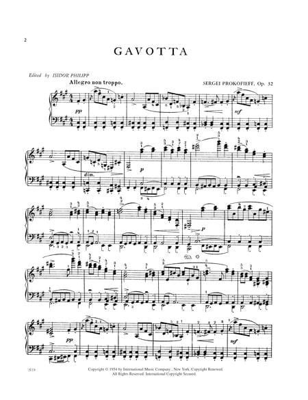 Gavotta in F-sharp minor, Opus 32 普羅科菲夫 升記號作品 鋼琴獨奏 國際版 | 小雅音樂 Hsiaoya Music