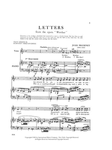 The Letters, from Werther (F. & E.) (Ms.) 維特 | 小雅音樂 Hsiaoya Music