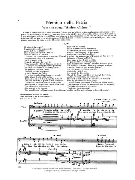 Nemico della patria from 'Andrea Chenier (I. & E.) (Br.) | 小雅音樂 Hsiaoya Music