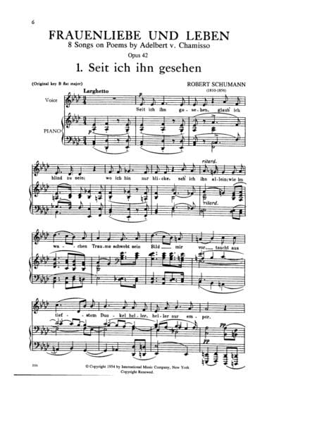 Frauenliebe und Leben, Opus 42. A Cycle of 8 Songs - Low (G. & E.) 舒曼．羅伯特 作品 歌 | 小雅音樂 Hsiaoya Music
