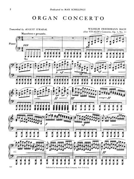 Organ Concerto in D minor, Opus 3, No. 11, RV 565 管風琴協奏曲 小調作品 鋼琴獨奏 國際版 | 小雅音樂 Hsiaoya Music